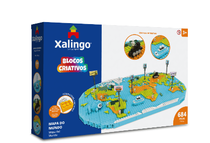 Blocos Criativos Mapa do Mundo 684 Peças Xalingo